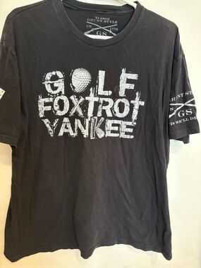 GRUNT STYLE Men's Black 'Golf Foxtrot Yankee' Graphic Tee Tshirt size XL
